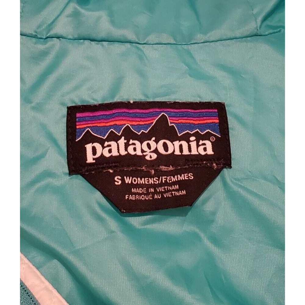 Patagonia White Puffer Pullover with Teal Trim - Picture 3 of 9